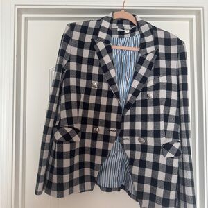 Veronica Beard Plaid Navy and White Women's Blazer